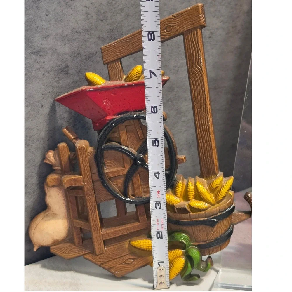 Vintage Homco 1978 Wall Plaques Apple Cider Press & Corn Grinder 1978